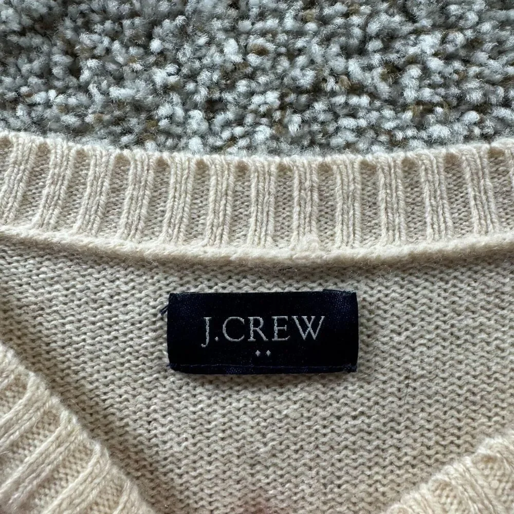 J Crew‎ Sweater Mens Extra Large Beige Lambswool Pullover Knit Long Sleeve Adult